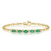 18K Gold Plated Emerald Cut Sapphire Chain Bracelet | Sterling Silver