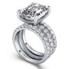 3-Piece Created White Sapphire & Diamond-Look Wedding Ring Set in Sterling Silver