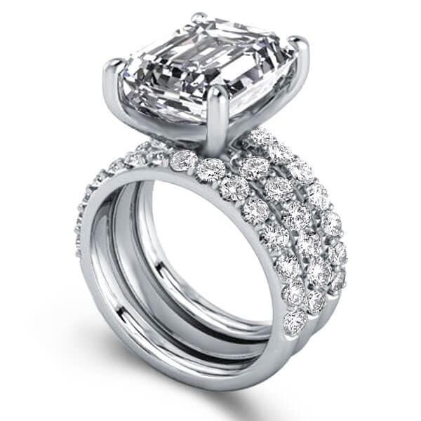 3-Piece Created White Sapphire & Diamond-Look Wedding Ring Set in Sterling Silver