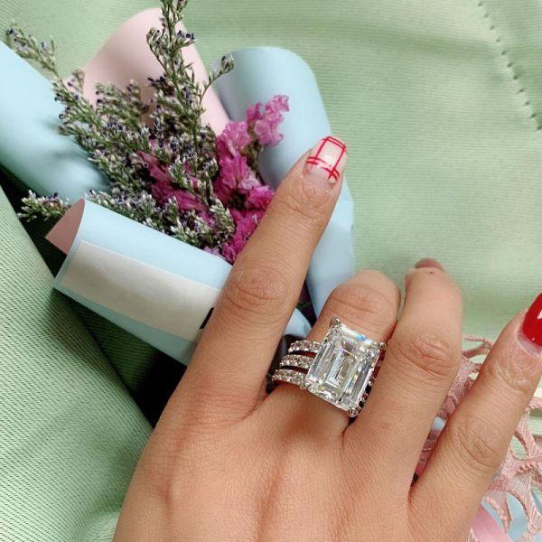 3-Piece Created White Sapphire & Diamond-Look Wedding Ring Set in Sterling Silver