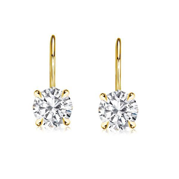 White Sapphire Earrings - Classic 4-Prong Round Cut Sterling Silver (2.00 CT)