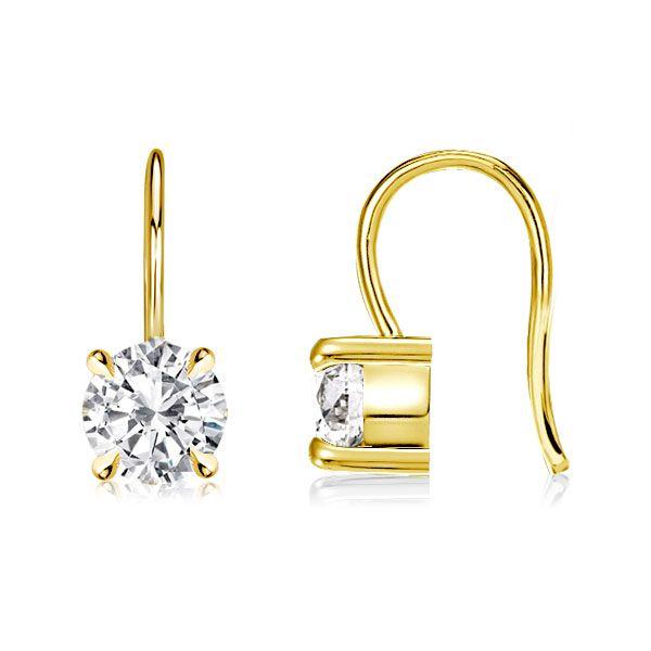White Sapphire Earrings - Classic 4-Prong Round Cut Sterling Silver (2.00 CT)