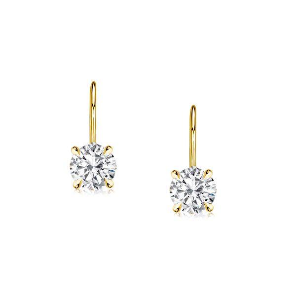 White Sapphire Earrings - Classic 4-Prong Round Cut Sterling Silver (2.00 CT)