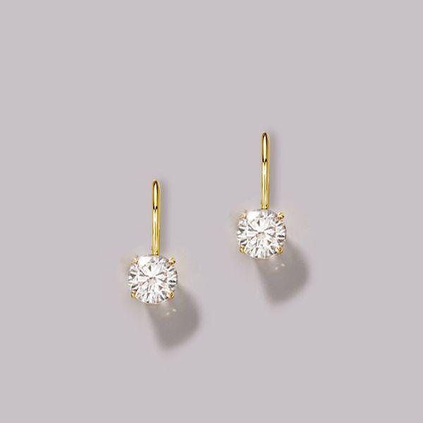 White Sapphire Earrings - Classic 4-Prong Round Cut Sterling Silver (2.00 CT)