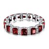 Princess Cut Garnet Eternity Wedding Band in Sterling Silver