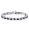 White & Blue Sapphire Sterling Silver Bracelet - Wedding & Special Occasion