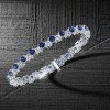 White & Blue Sapphire Sterling Silver Bracelet - Wedding & Special Occasion