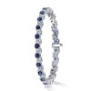 White & Blue Sapphire Sterling Silver Bracelet - Wedding & Special Occasion