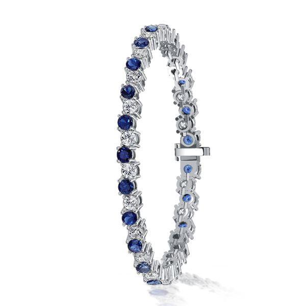 White & Blue Sapphire Sterling Silver Bracelet - Wedding & Special Occasion
