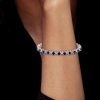 White & Blue Sapphire Sterling Silver Bracelet - Wedding & Special Occasion
