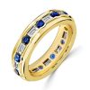 1.76 CT. TW. Channel Emerald Cut Blue Sapphire Eternity Band Ring in 18K Gold Plated Sterling Silver