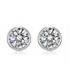 White Sapphire Stud Earrings - 925 Sterling Silver Bezel Set