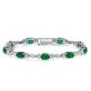 Oval Cut Emerald and Sapphire Tennis Bracelet in 925 Sterling Silver