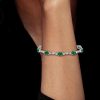 Oval Cut Emerald and Sapphire Tennis Bracelet in 925 Sterling Silver