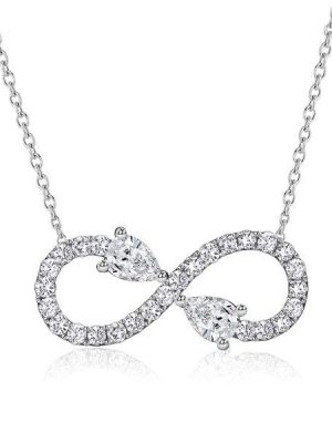 Sterling Silver Pear-Shaped Infinity Necklace - 16-22 Inch Chain