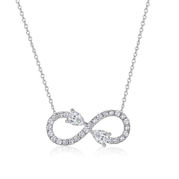 Sterling Silver Pear-Shaped Infinity Necklace - 16-22 Inch Chain