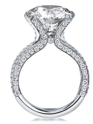 Sterling Silver Split Shank Round Cut Cubic Zirconia Tension Engagement Ring