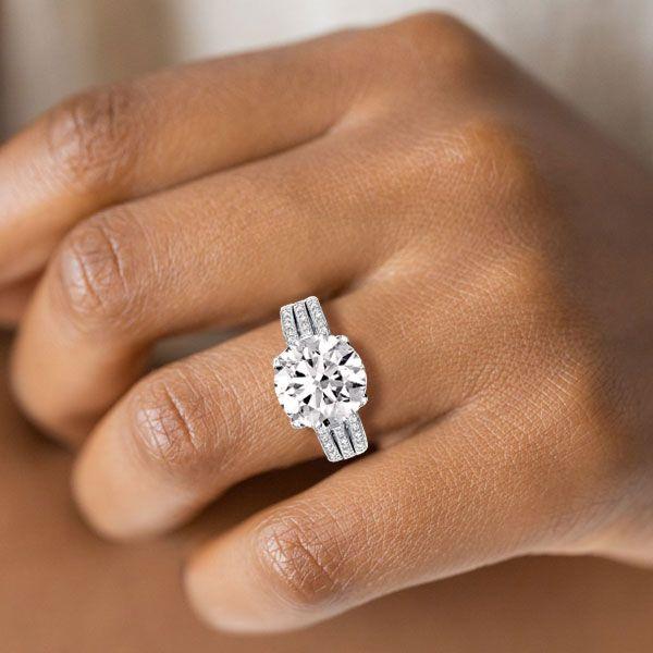 Sterling Silver Split Shank Round Cut Cubic Zirconia Tension Engagement Ring