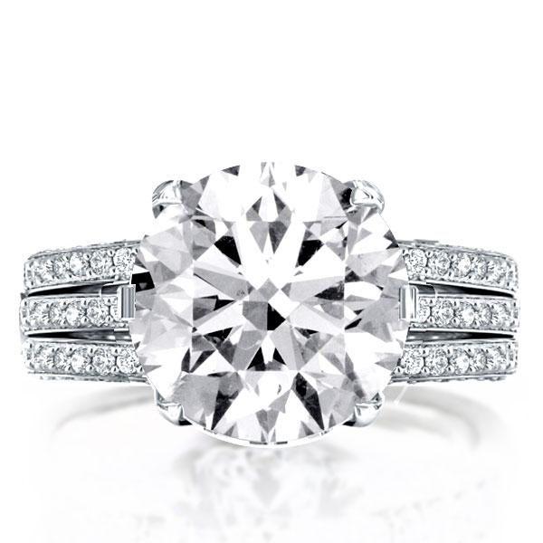 Sterling Silver Split Shank Round Cut Cubic Zirconia Tension Engagement Ring