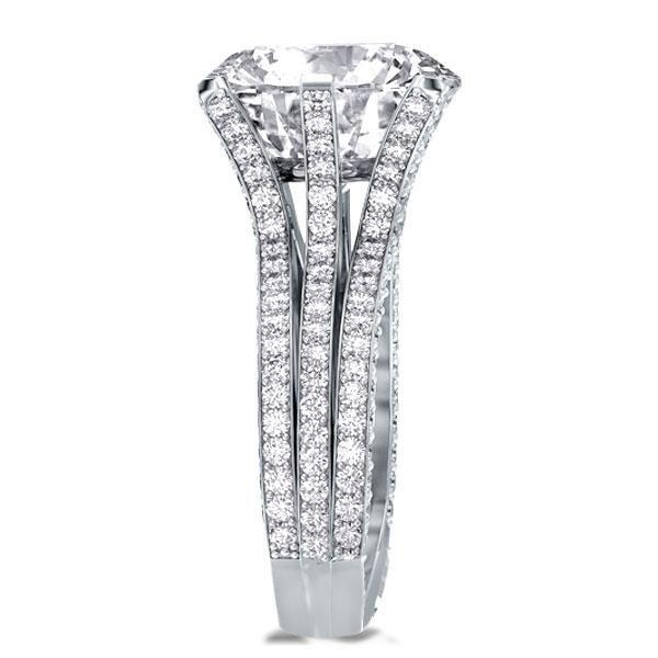 Sterling Silver Split Shank Round Cut Cubic Zirconia Tension Engagement Ring