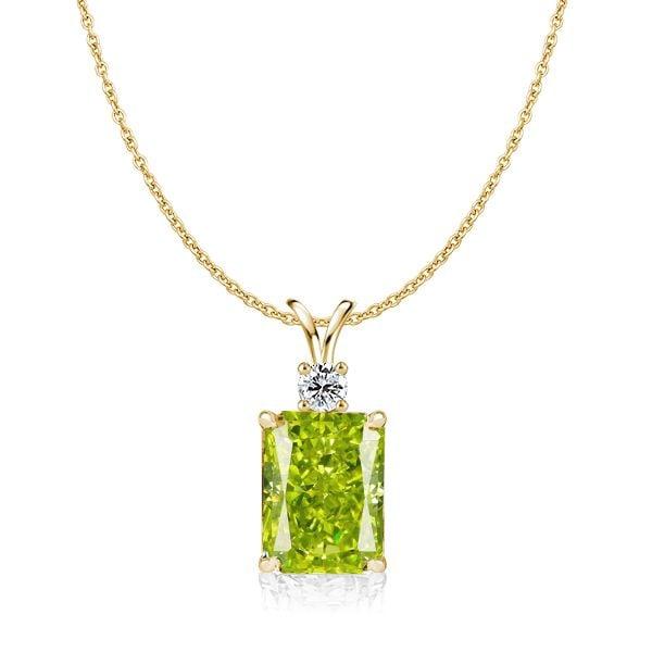 Emerald Cut Peridot Pendant Necklace for Women in 925 Sterling Silver