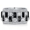 Milgrain Black Eternity Band - Vintage Style Wedding Ring in Sterling Silver