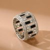 Milgrain Black Eternity Band - Vintage Style Wedding Ring in Sterling Silver