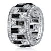 Milgrain Black Eternity Band - Vintage Style Wedding Ring in Sterling Silver