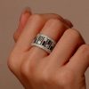 Milgrain Black Eternity Band - Vintage Style Wedding Ring in Sterling Silver