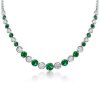 Emerald & Sapphire Bezel Set Tennis Necklace - Sterling Silver, 12.98 CT.TW