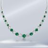 Emerald & Sapphire Bezel Set Tennis Necklace - Sterling Silver, 12.98 CT.TW