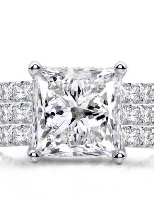 Princess Cut White Sapphire 3-Piece Sterling Silver Wedding Set