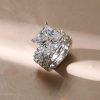 Princess Cut White Sapphire 3-Piece Sterling Silver Wedding Set