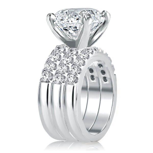 Princess Cut White Sapphire 3-Piece Sterling Silver Wedding Set