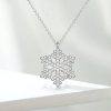 White Sapphire Snowflake Necklace Pendant in Rhodium-Plated 925 Sterling Silver