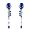Sterling Silver Blue Sapphire Necklace and Earrings Jewelry Set with Emerald Cut Stones