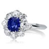Cushion Cut Flower Engagement Ring - 925 Sterling Silver