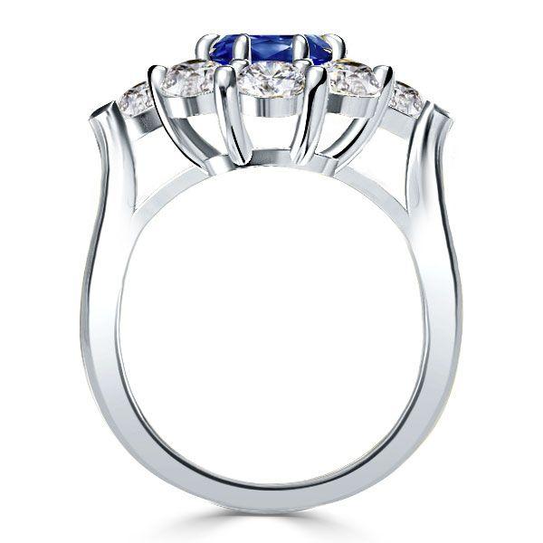 Cushion Cut Flower Engagement Ring - 925 Sterling Silver