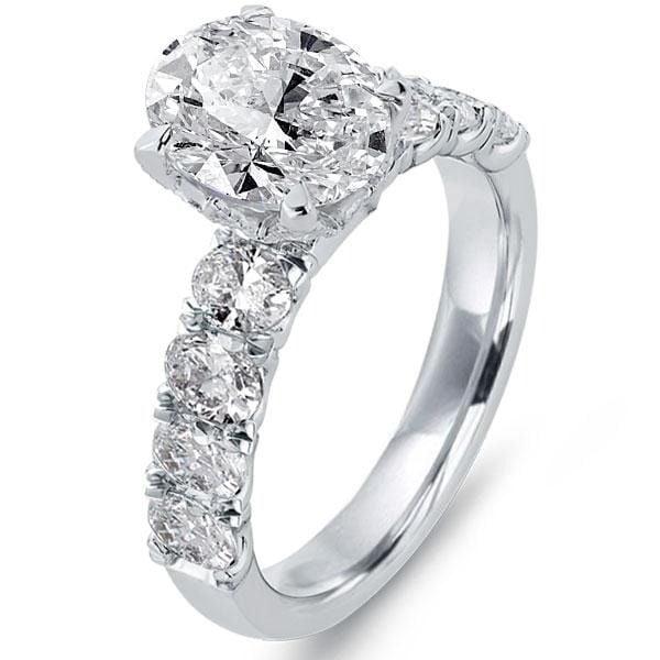 2.00 CT Oval Hidden Halo Created White Sapphire Engagement Ring in Rhodium-Plated Sterling Silver