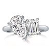 Pear & Emerald Cut Sterling Silver Engagement Ring - 4.5 CTW