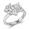 Pear & Emerald Cut Sterling Silver Engagement Ring - 4.5 CTW