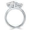 Pear & Emerald Cut Sterling Silver Engagement Ring - 4.5 CTW
