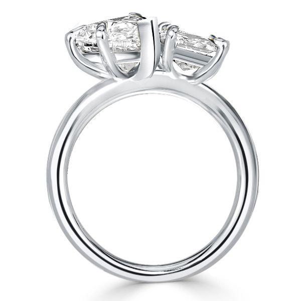 Pear & Emerald Cut Sterling Silver Engagement Ring - 4.5 CTW