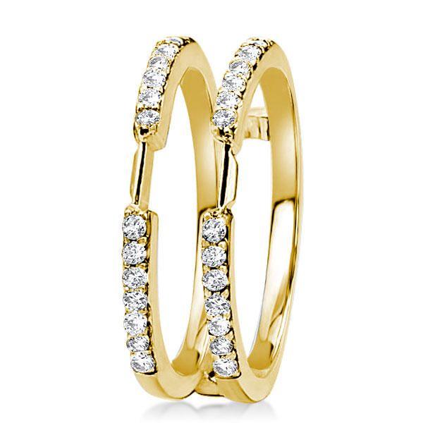 Round Cut Engagement Ring Set - 18K Gold Plated Sterling Silver Enhancer Guard Rings