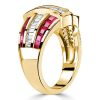 Vintage Heart Cut Ruby and Sapphire Engagement Ring in 925 Sterling Silver
