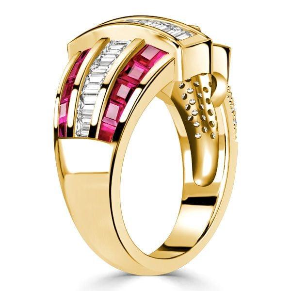 Vintage Heart Cut Ruby and Sapphire Engagement Ring in 925 Sterling Silver