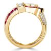 Vintage Heart Cut Ruby and Sapphire Engagement Ring in 925 Sterling Silver