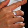 Vintage Heart Cut Ruby and Sapphire Engagement Ring in 925 Sterling Silver