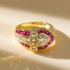 Vintage Heart Cut Ruby and Sapphire Engagement Ring in 925 Sterling Silver