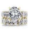 Oval Cut Bridal Ring Set - 18K Gold Plated Sterling Silver - 16 CT. TW.
